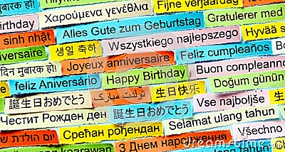 Happy Birthday on different languages Stock Photo
