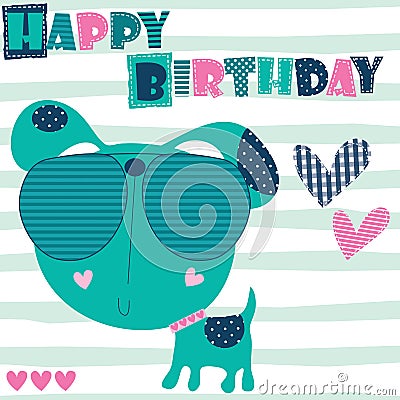 Happy birthday dog animal vector illustration Vector Illustration