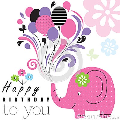 Happy birthday elephant illustration Vector Illustration