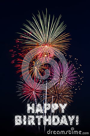 Happy Birthday Fireworks Stock Photo