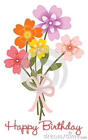 Happy Birthday flower bouquet Vector Illustration