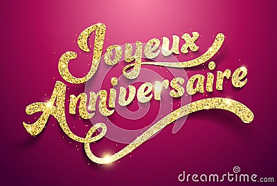 Happy Birthday in French : Joyeux Anniversaire Cartoon Illustration