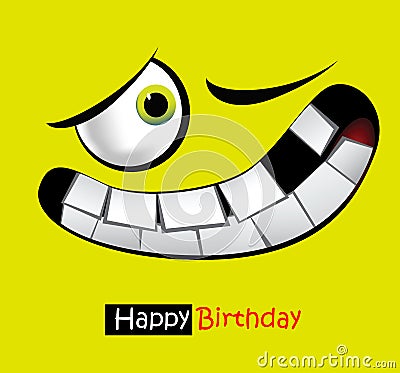 Happy birthday funny card smile and eyes Stock Photo