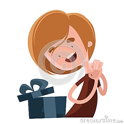 Happy birthday gift illustration cartoon character Cartoon Illustration