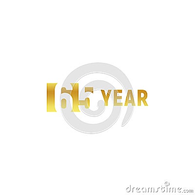 65 year, happy birthday gold logo on white background, corporate anniversary vector minimalistic sign, greeting card Vector Illustration