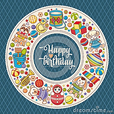 Happy birthday greeting card Vector Illustration