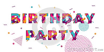 Happy Birthday greeting card confetti papercut multi color layers vector text Vector Illustration