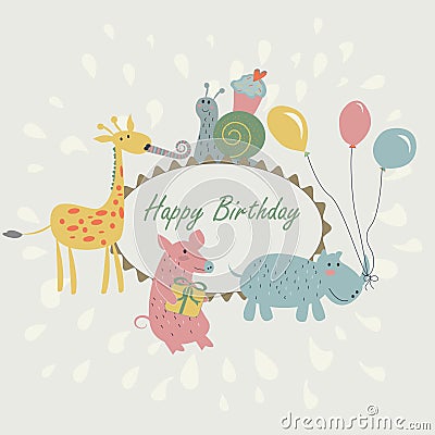 Happy birthday greeting card Vector Illustration