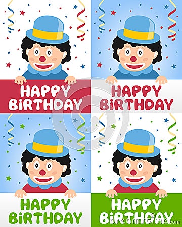 Happy Birthday Little Clown Vector Illustration