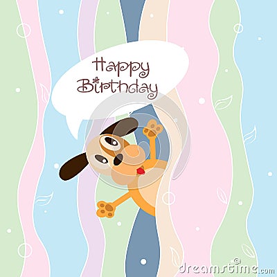 Happy birthday greeting card with funny cartoon doggy Stock Photo