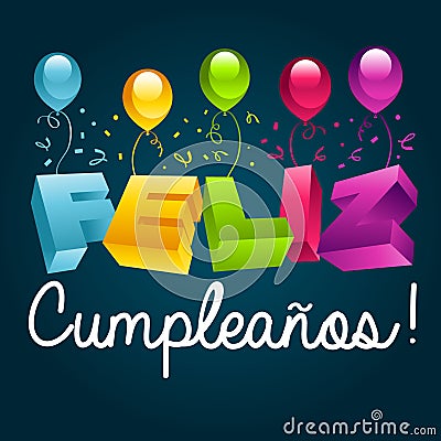 Happy Birthday in Spanish Vector Illustration