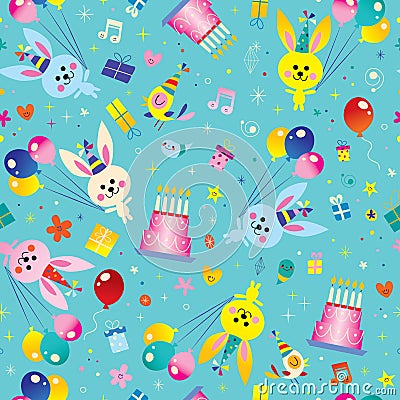 Happy Birthday kids seamless pattern Vector Illustration