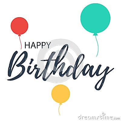 Happy Birthday, lettering with balloons Vector Illustration