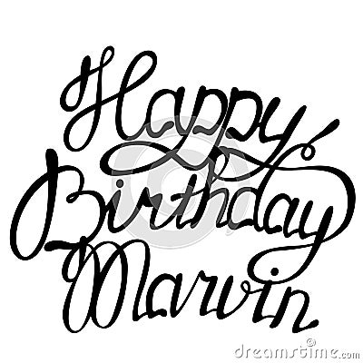 Happy birthday Marvin name lettering Vector Illustration