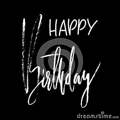 Happy birthday modern brush lettering for invitation and greeting card, prints and posters. Handwritten inscription. Calligraphic Cartoon Illustration