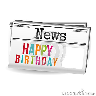 Happy Birthday Newspaper Magazine News. Eps10 Vector. Vector Illustration