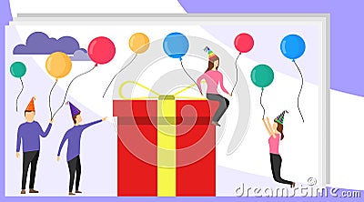 Happy Birthday Party Celebration with Friend. Vector Illustration of a Happy Birthday Greeting Card. Gift Design for Happy Stock Photo