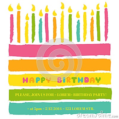 Happy Birthday and Party Invitation Card Vector Illustration