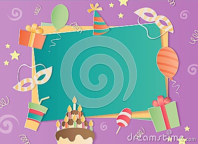 Happy Birthday photo frame Vector Illustration