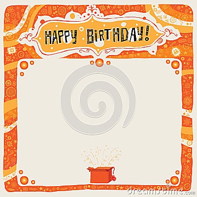 Happy Birthday postcard, poster, background, ornament or invitation. Vector Illustration