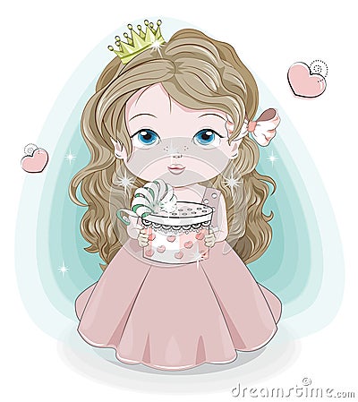 Happy birthday princess baby girl Vector Illustration