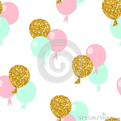 Happy birthday. Seamless pattern with balloons. Vector illustration Vector Illustration