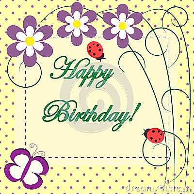 Happy Birthday Spring Floral Card Stock Vector - Image: 65870225
