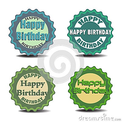 Happy Birthday stickers Vector Illustration