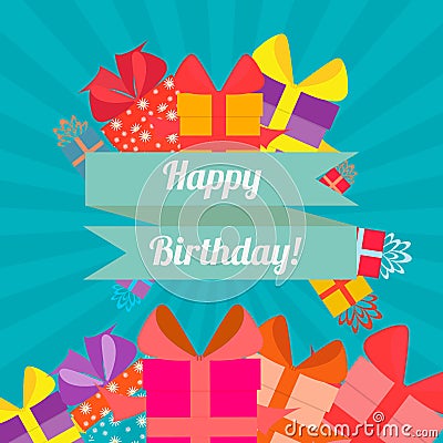 Happy birthday in style flat Vector Illustration