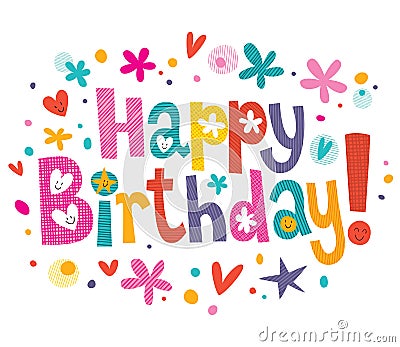 Happy Birthday text Vector Illustration