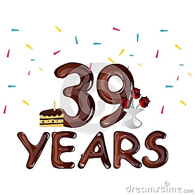 Happy Birthday thirty nine 39 year Vector Illustration