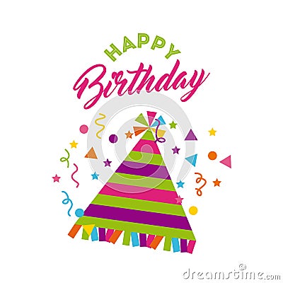 Happy birthday to you celebration poster Vector Illustration