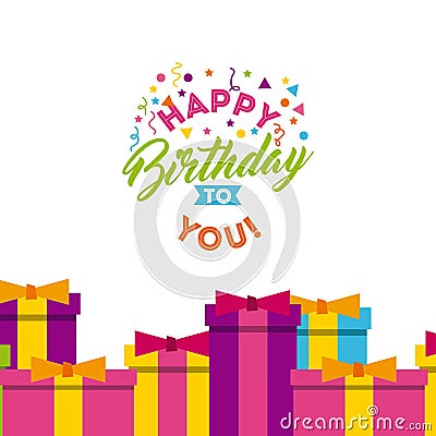 Happy birthday to you celebration poster Vector Illustration