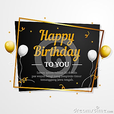 Happy Birthday to You greeting card. Elegant professional banner template. Vector Illustration