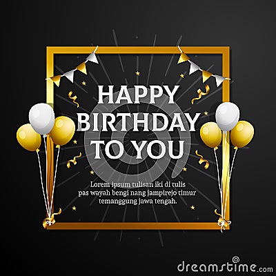 Happy Birthday to You greeting card. Elegant professional banner template. Vector Illustration