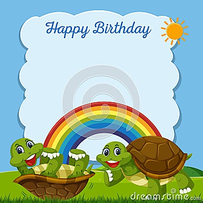 Happy birthday turtle card Vector Illustration