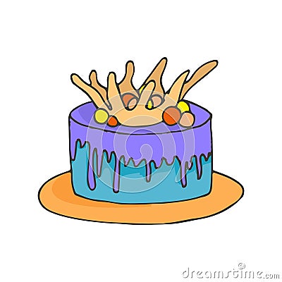 Birthday cake dessert, Vector illustration Vector Illustration