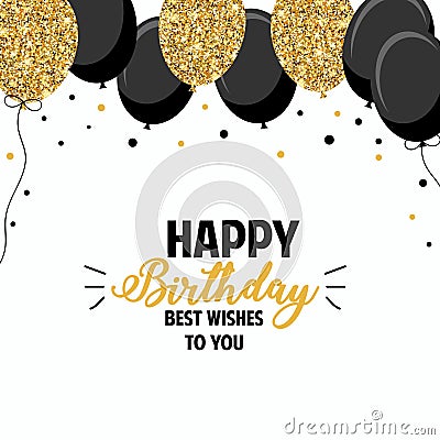 Happy Birthday greeting card with balloons. Stock Photo