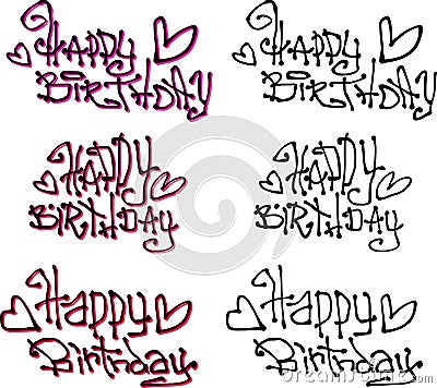 Happy birthday wish hand drawn liquid curly graffiti fonts Vector Illustration