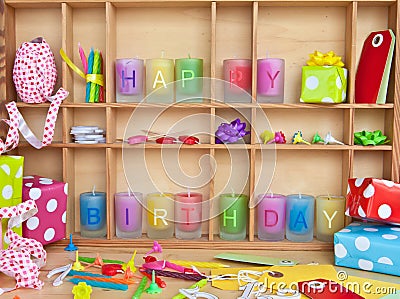 Happy Birthday written on candles Stock Photo