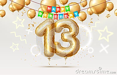 Happy Birthday 13 years anniversary of the person birthday, balloons in the form of numbers of the year. Vector Vector Illustration