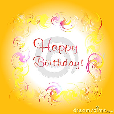 Happy birthday yellow greeting card Vector Illustration