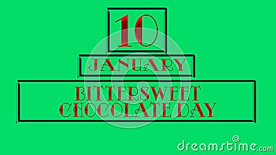 10 January, Bittersweet Chocolate Day, Text Effect on cyan Background Stock Photo