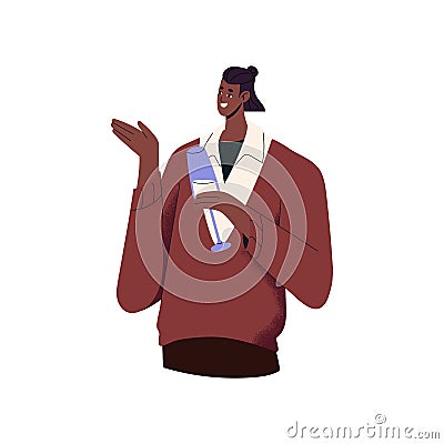 Happy black man with champagne wine glass in hand. African-American person talking with festive alcohol drink Vector Illustration