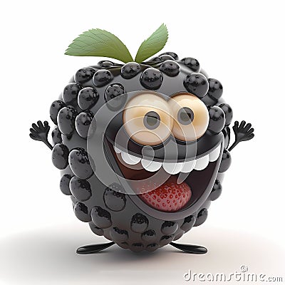 Happy Blackberry Cartoon. Generative AI Stock Photo