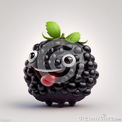 Happy Blackberry Cartoon. Generative AI Stock Photo