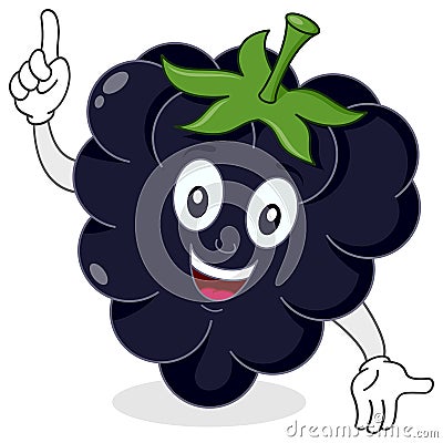 Happy Blackberry or Mulberry Character Vector Illustration