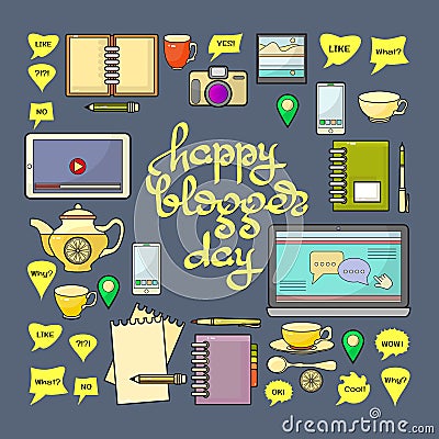 Happy Blogger day vector illustration. Vector Illustration