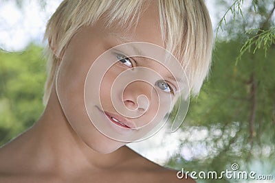 Happy Blond Teenage Boy Stock Photo