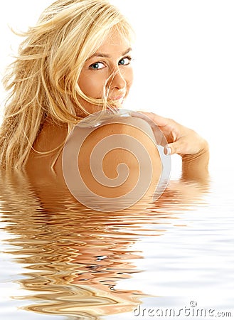 Happy blond in water Stock Photo